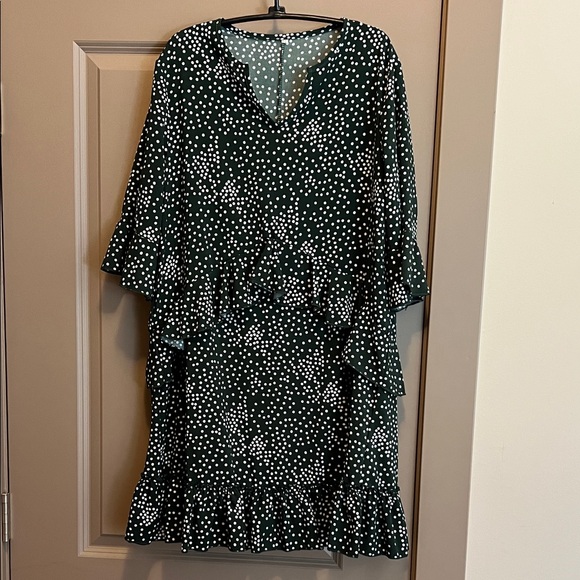 Green Polka Dot Ruffle Dress - Picture 1 of 9